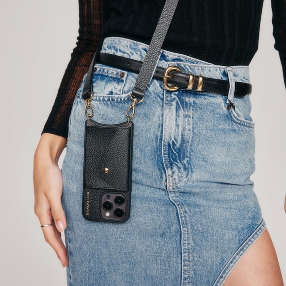 Bandolier- Hailey Crossbody iPhone 8+/7+/6+ Case in Black/Gold- CASE ONLY